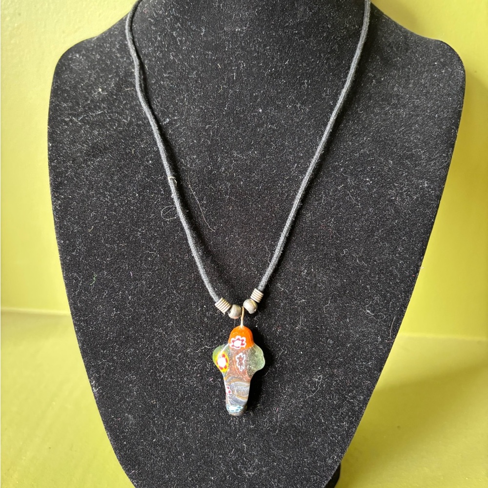 Yellow and Orange Crystal Pendant Necklace